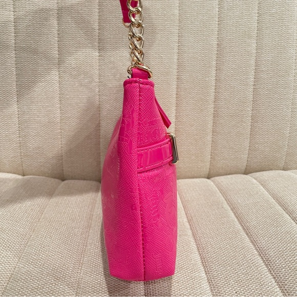 NEW Juicy Couture Pink Flash Open Heart Shoulder Bag Patent Leather Logo‎ Print - Picture 5 of 6